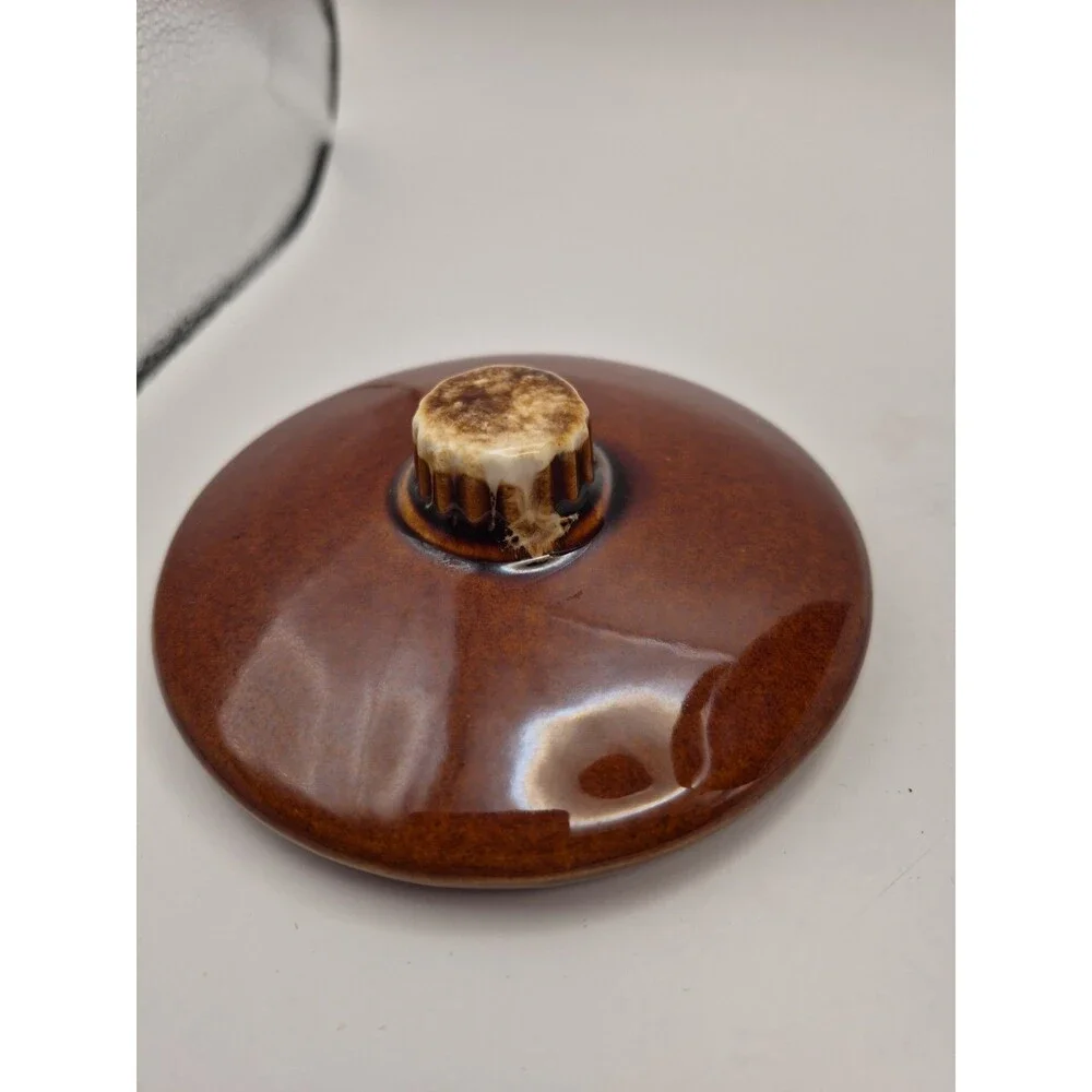 Hull Pottery Bean Pot Brown Drip Glaze Crock Jar Oven Proof Vintage Made In USA